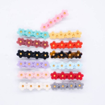 Kids Hair Accessories Warm Solid Colors Acrylic Flower Hair Clips For Girls